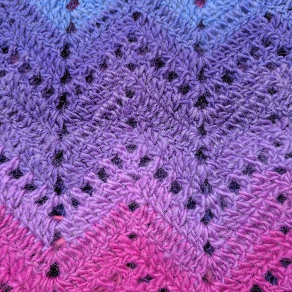 Wool Scarf in Hot Pink, Blue and Purple Chevron - Picture 5 of 5